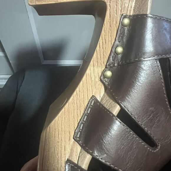 Dansko Demetra Chocolate Brown Peep Toe Teak Vintage Pull Up Sandals 42 US 11.5 - Picture 5 of 9